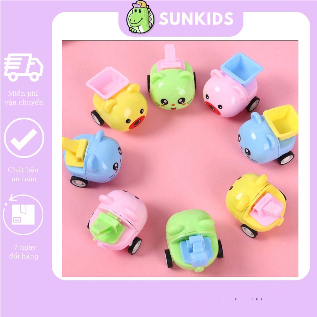Đồ chơi tạo hình xe ô tô mini công trình dễ thương hình thú vặn cót cho bé, ngộ nghĩnh , đáng yêu