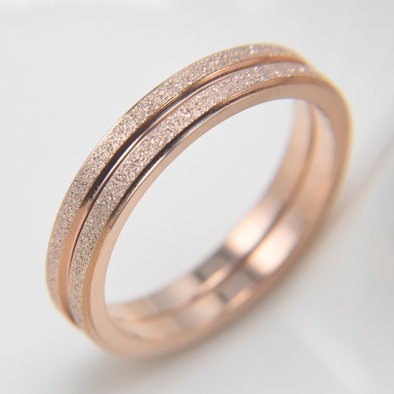 Fine Frosted Ring Titanium Steel Rose Gold Ring Couple Ring Tail Ring Women's Jewelry