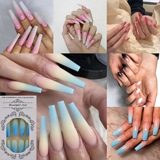 Set 24 móng tay giả 24 móng tay màu gradient thời trang cho nữ