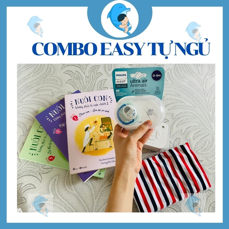 Combo công cụ cho bé tự ngủ gồm quấn chũn cocoon, ti giả, máy tiếng ồn trắng tặng hướng dẫn NCKPLCC