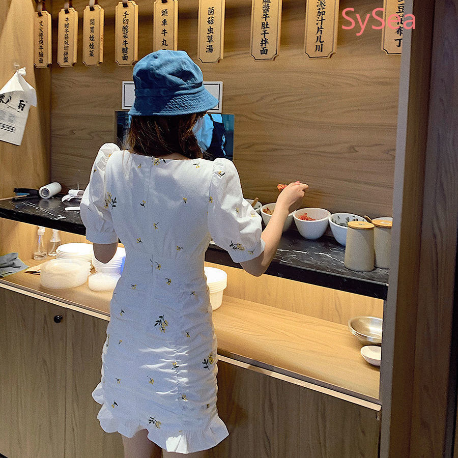 Đầm ngắn xếp ly cổ vuông in hoa thời trang mùa hè cho bạn gái | BigBuy360 - bigbuy360.vn