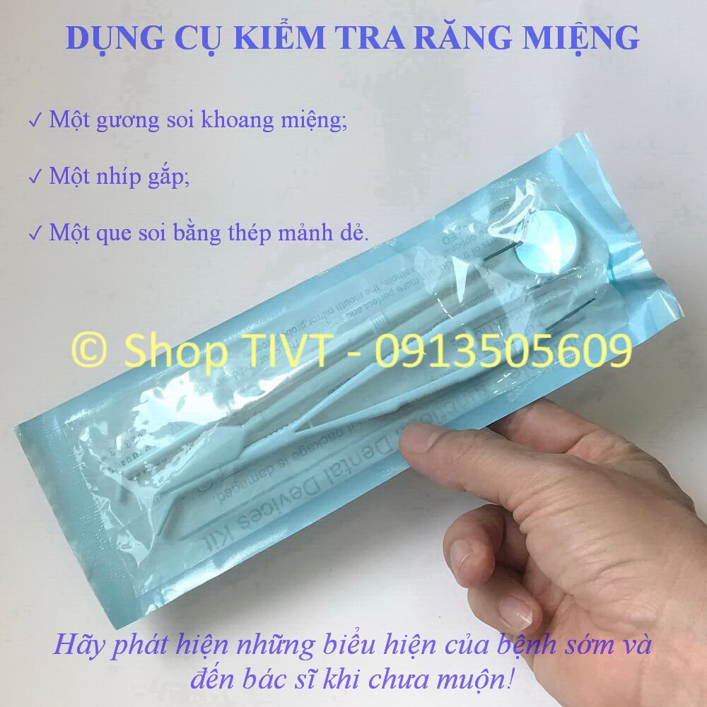 Bộ kiểm tra răng miệng, gương nha, nhíp gắp, theo dõi kiểm tra miệng thường xuyên để phòng ngừa bệnh răng miệng-TIVT