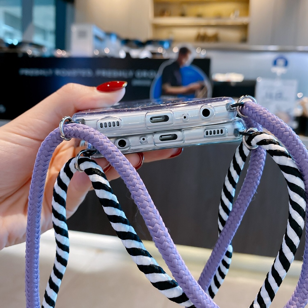 Ốp điện thoại silicon lấp lánh có dây đeo chéo cho Samsung Galaxy Note 20 S21 Ultra S20 FE S10 Plus S10E