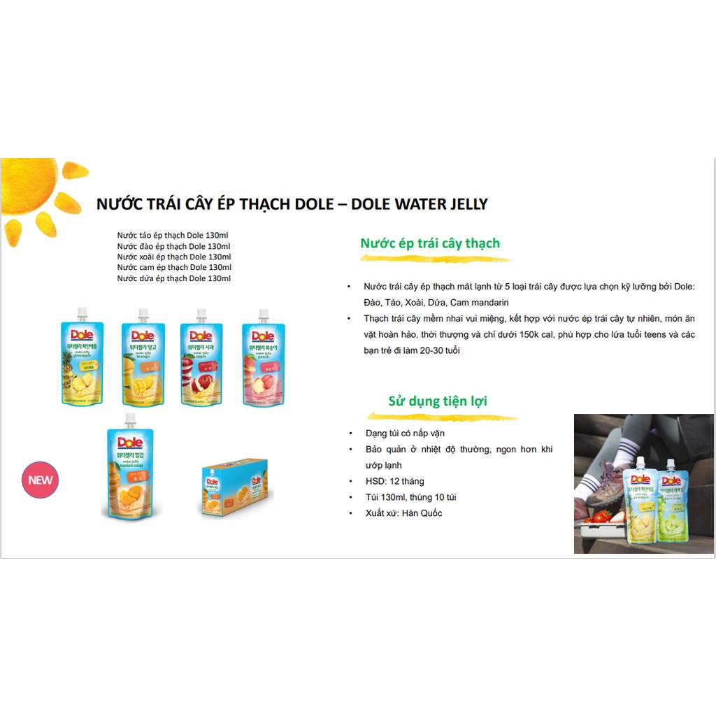 Nước ép thạch thương hiệu Dole túi 130ml