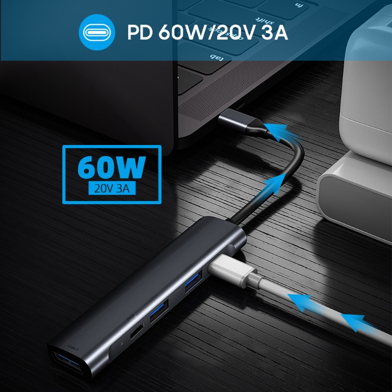 Bộ Chia Nhiều Cổng USB Type C 5 Trong 1 Sang USB 3 0 Cho Pro USB-C Type C 3 0
