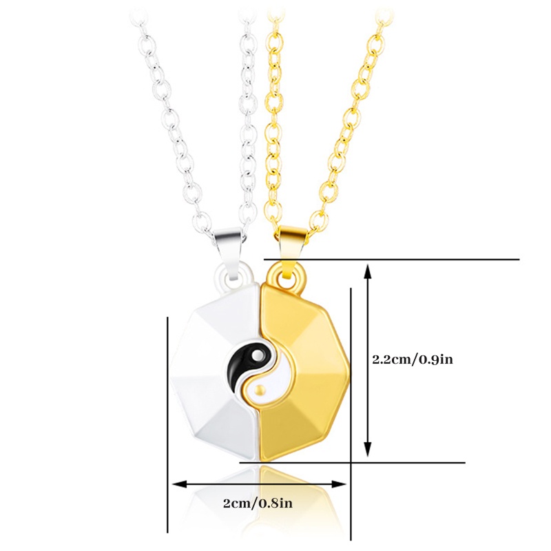 Youyo Set 2 Vòng cổ Âm Dương Dài Có Nam Châm Mặt Hình Thái Cực Quyền Thời Trang Cho Cặp Đôi Bạn Thân