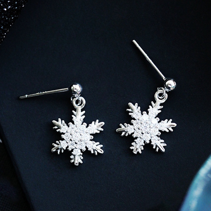 Đôi Khuyên Tai Hình Hoa Tuyết Nhỏ Đơn Giản Sáng Tạo Thời Trang Thu Đông