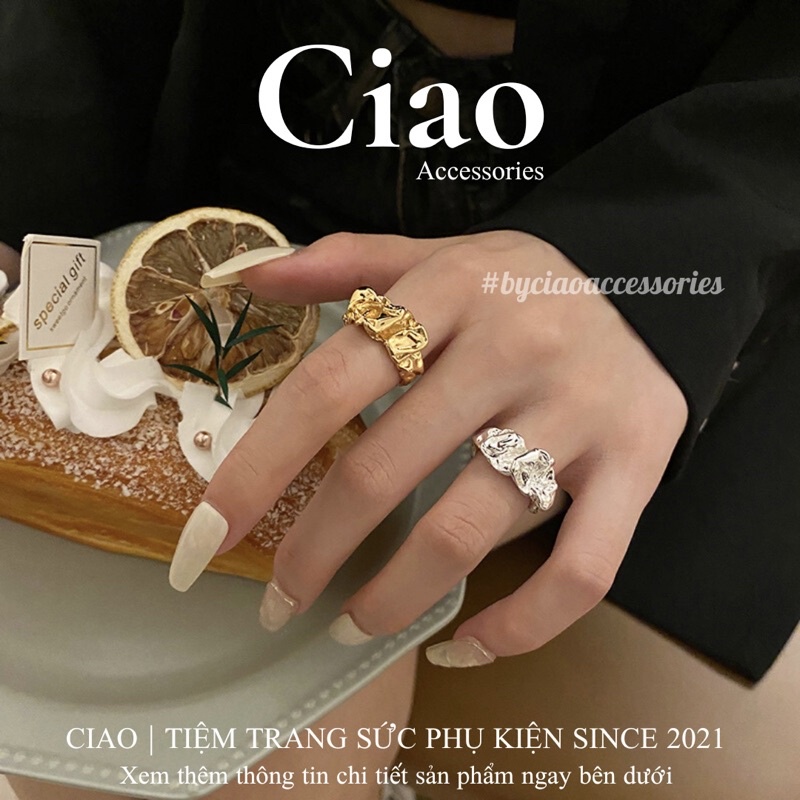 [HOẢ TỐC 1H] Nhẫn mạ bạc S925 thiết kế nhúng mới lạ phong cách trendy tinh tế Matthew Ciao