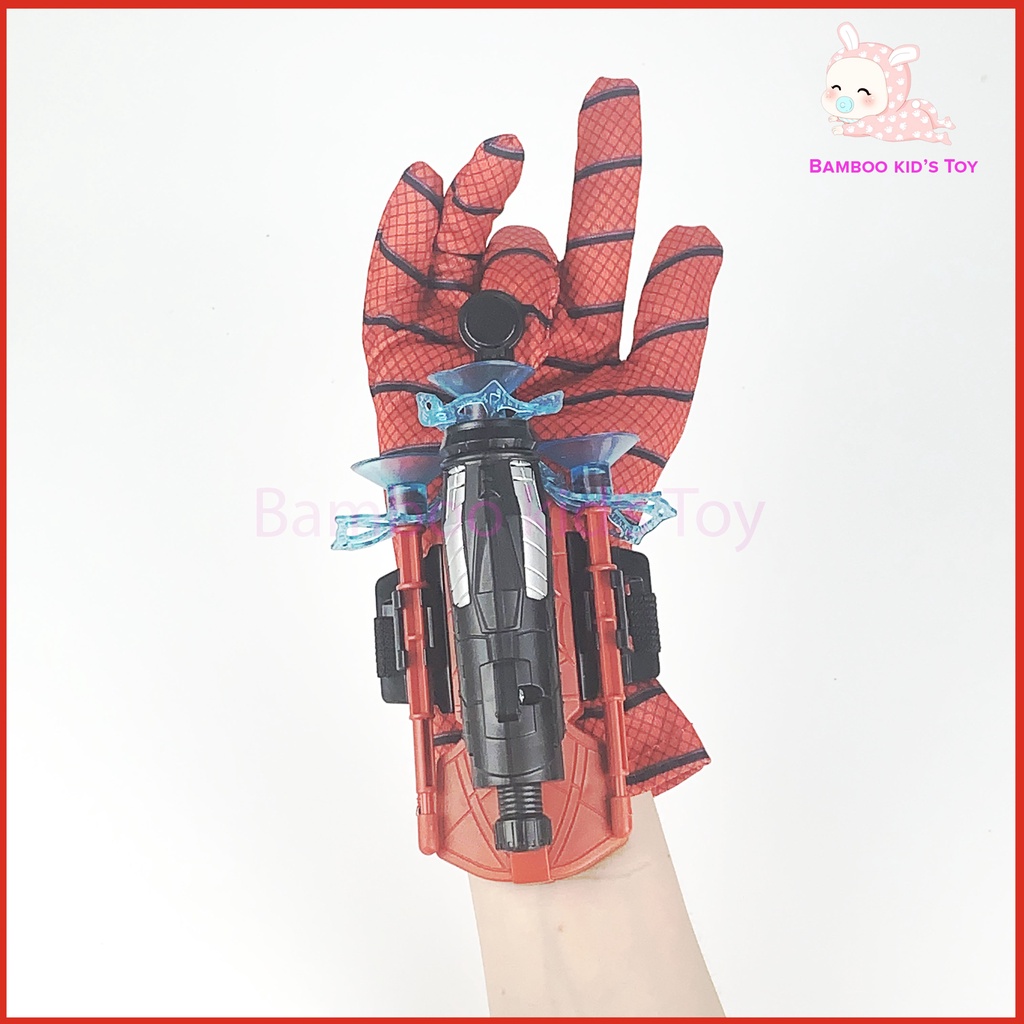 Bộ Đồ chơi bắn phi tiêu hít + Găng tay người nhện cho bé đồ chơi Siêu Anh Hùng