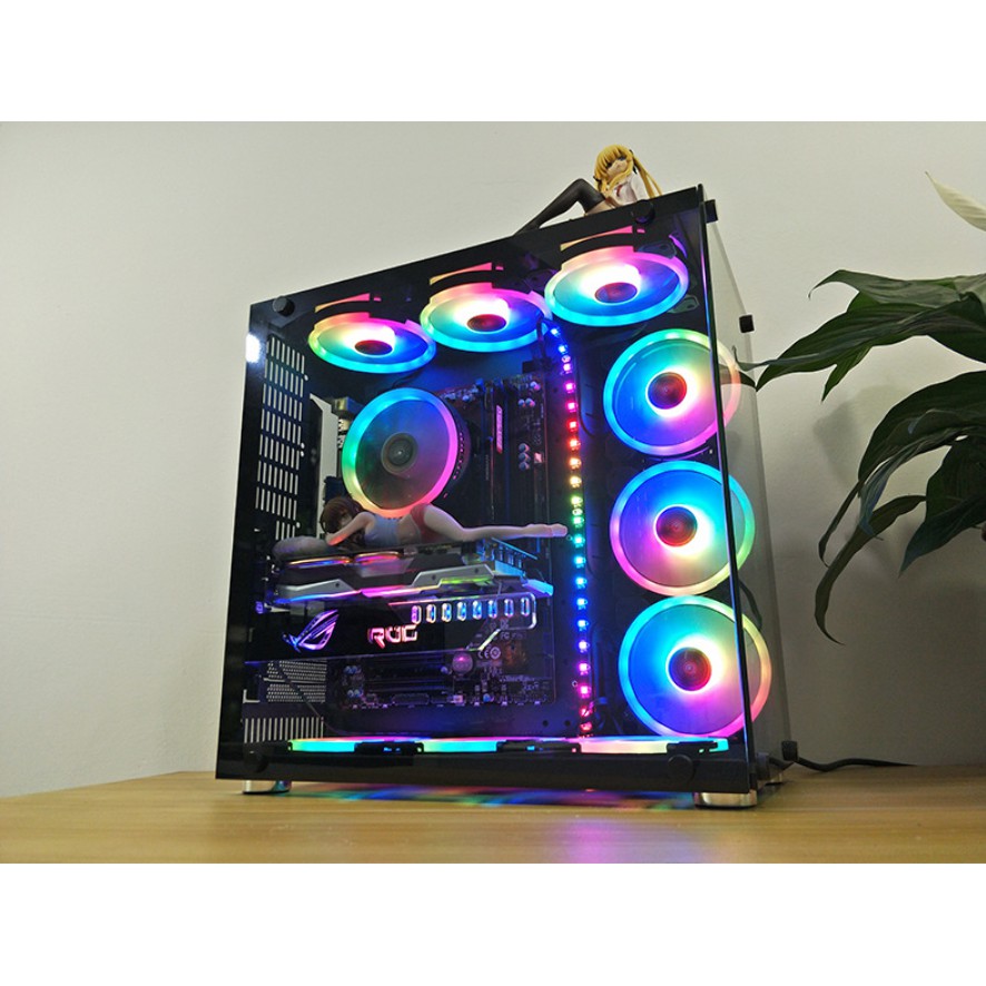 Quạt tản nhiệt pc, fan coolmoon led RGB, Dual Ring fan vòng tâm + vòng viền siêu sáng - SIÊU ĐẸP