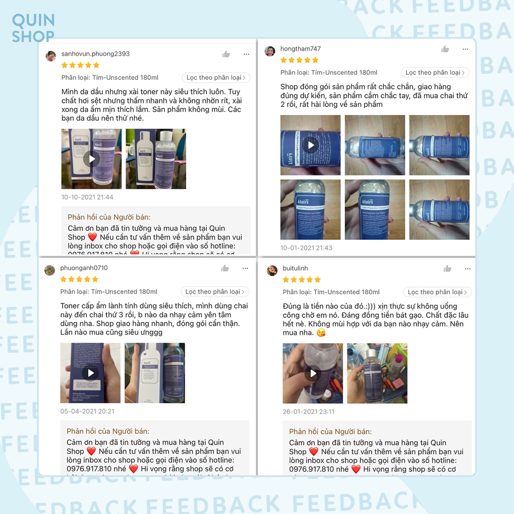 Nước Hoa Hồng Không Mùi, Có Mùi Dear, Klairs Supple Preparation Unscented Facial Toner