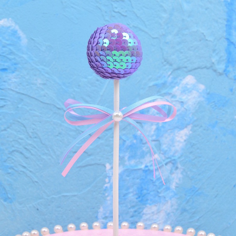 Que cắm bóng kim tuyến trang trí bánh kem, trang trí bánh sinh nhật