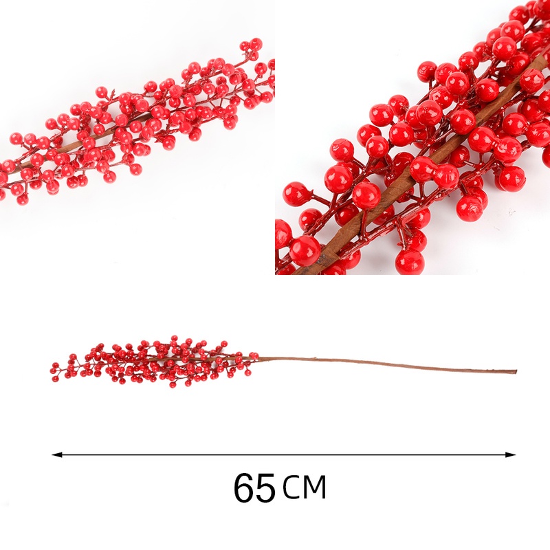 Nhánh cây berry đỏ nhân tạo DIY trang trí nhà cửa/ tiệc cưới/ năm mới