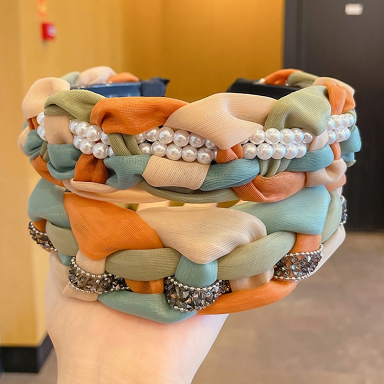 Kẹp Tóc Vải Đính Hạt Ngọc Trai Mới 2022