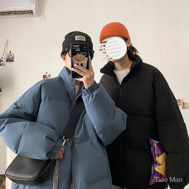 Áo khoác phao Cotton dày dáng rộng màu trơn phong cách Hàn Quốc thời trang mùa đông 2021 | BigBuy360 - bigbuy360.vn