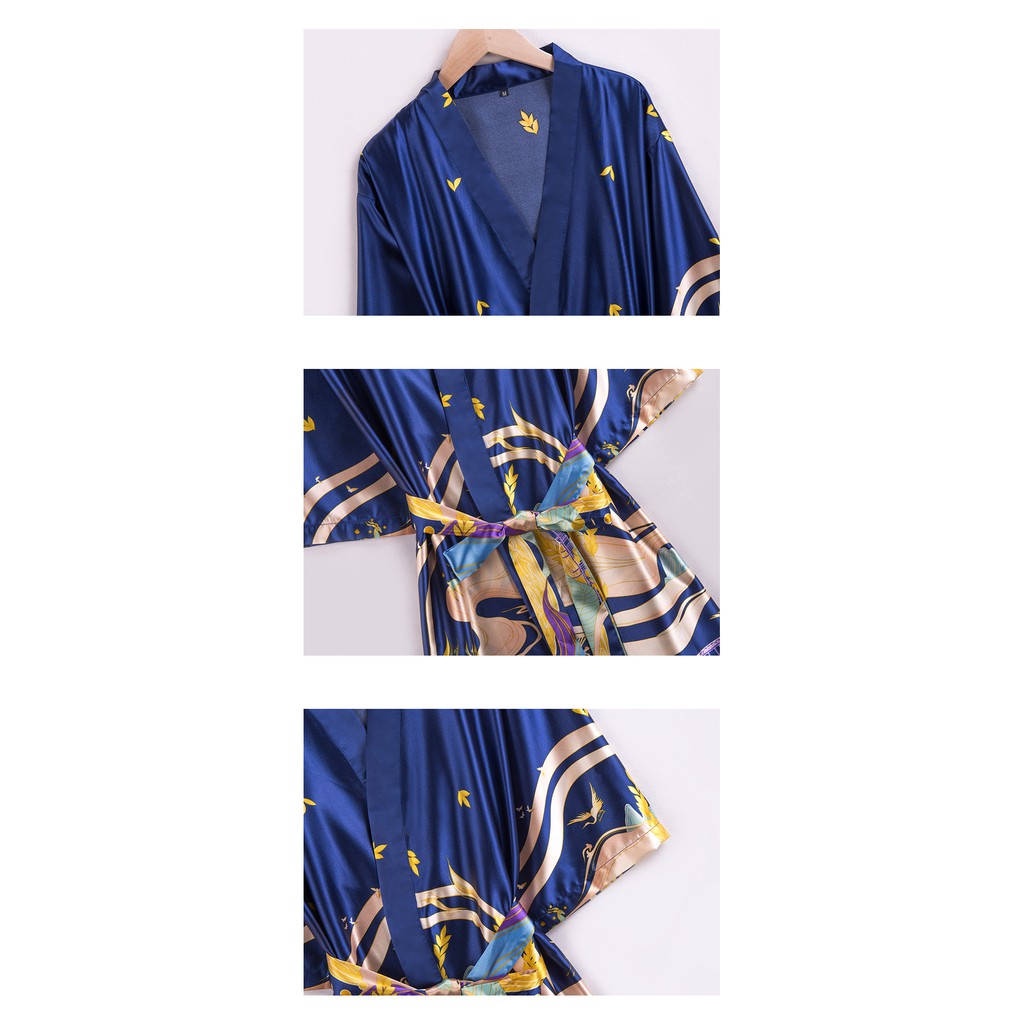 Áo choàng ngủ lụa satin cao cấp áo choàng kimono sang trọng phong cách Nhật | BigBuy360 - bigbuy360.vn