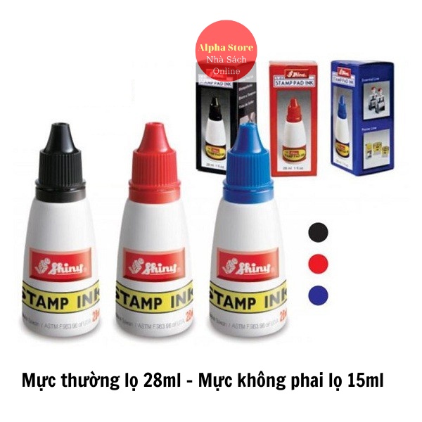 Mực dấu Shinny màu xanh/ đỏ/ đen, lọ mực đổ dấu S61 mực không phai/ S62 mực thường