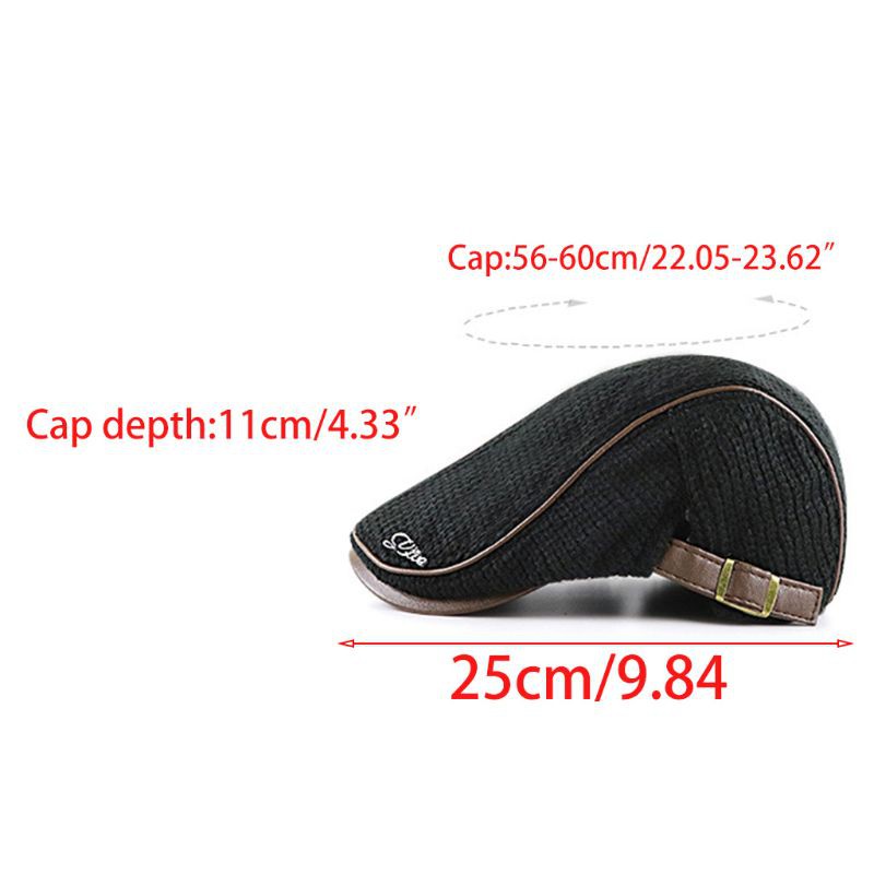 TIME* Men Winter Warm Knitted Duckbill Beret Hat Cabbie Newsboy Elderly Visor Flat Cap