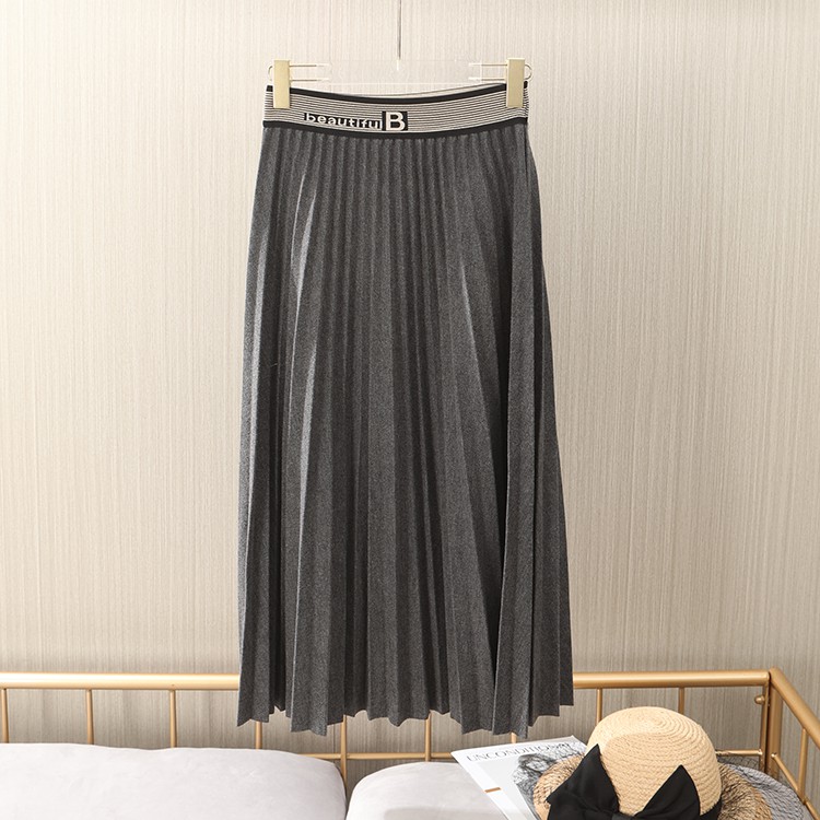Chân váy dạ xếp ly dáng dài xòe cạp cao thêu sang trọng hàng QC sogeum.store | BigBuy360 - bigbuy360.vn