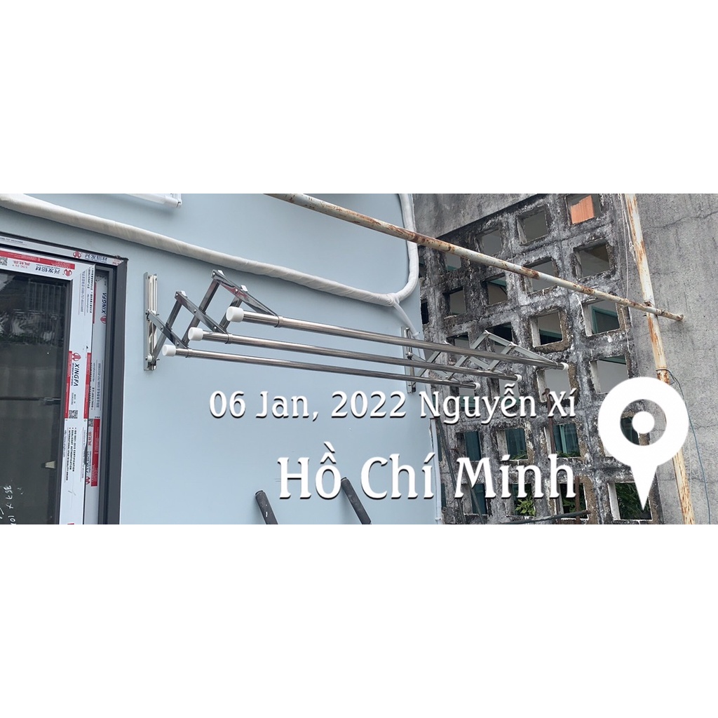 Giàn phơi thông minh dài 2m. Giá phơi quần áo thông minh phi 22mm inox 201