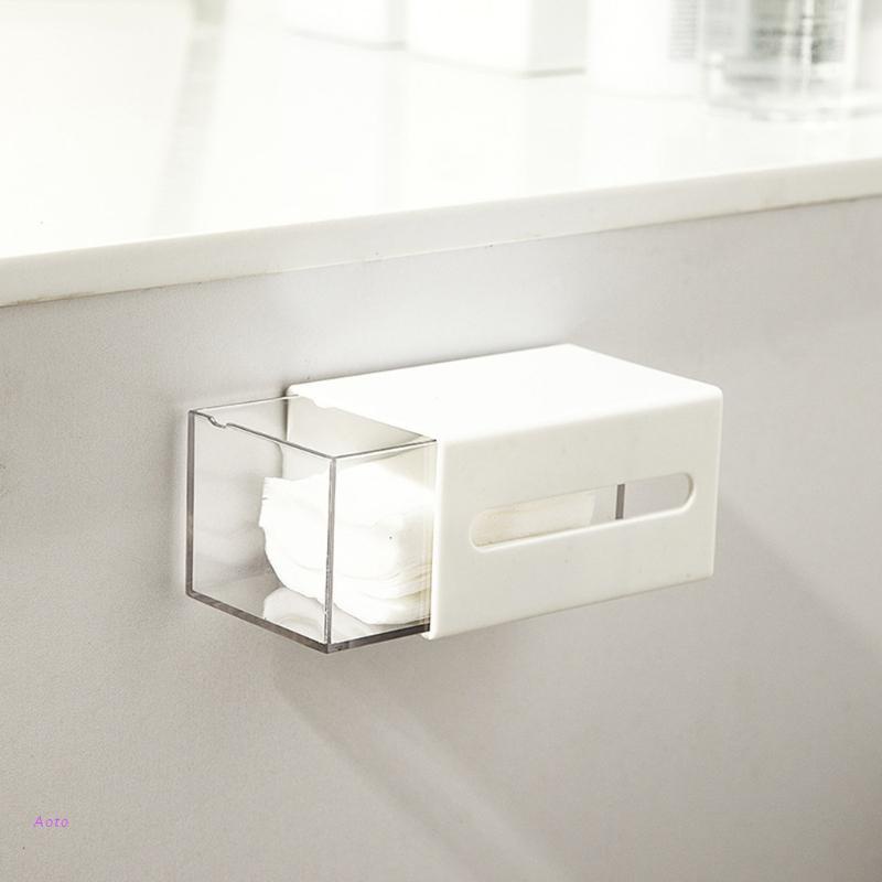 Hộp Giá Đỡ Đựng Tăm Bông/Bông Tẩy Trang Gắn Tường Hai Chiều