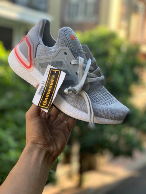 Hàng đẹp có sẵn Giày thể thao ultra bosst 6.0 xám gót viền đỏ