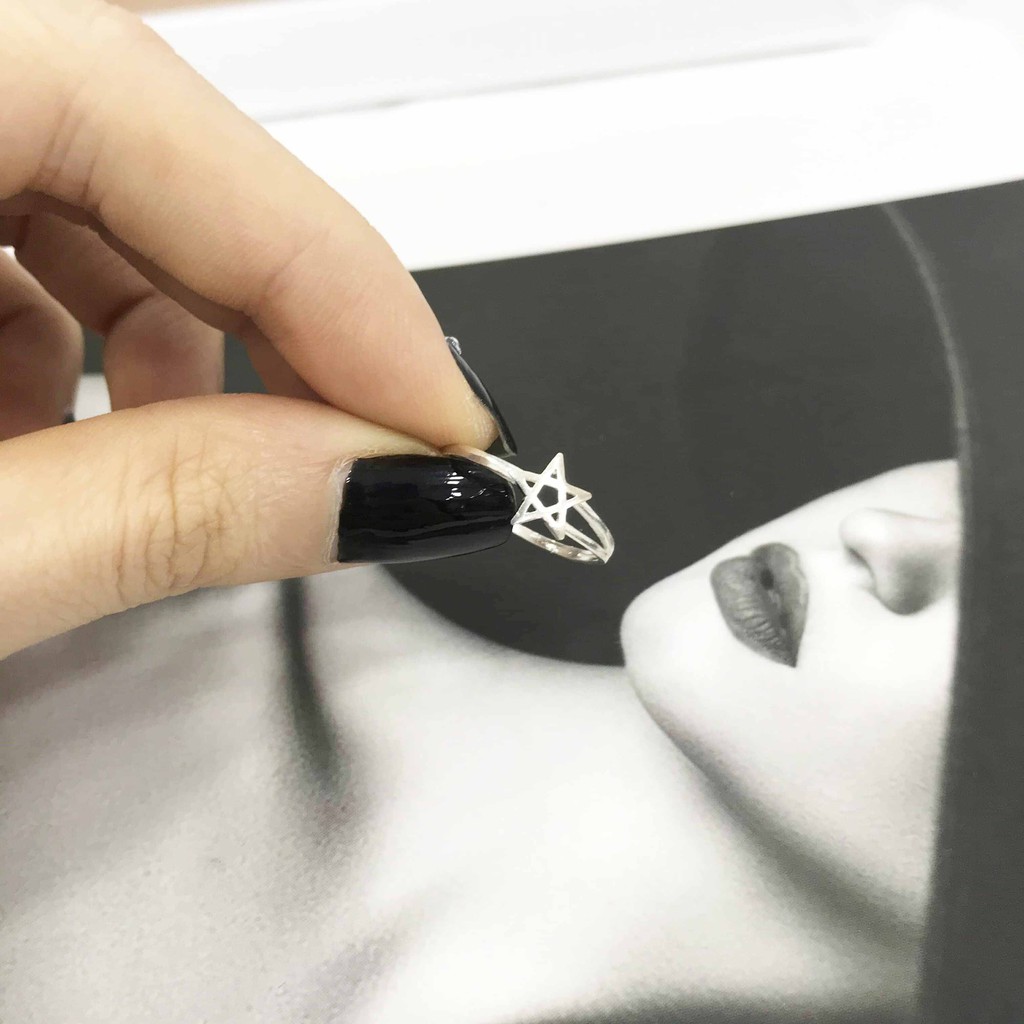 Nhẫn Nữ Bạc Ta CaoBac Silver Cho Nữ Trơn Đơn Giản Không Đá Kiểu Dáng Hai Sợi Sao