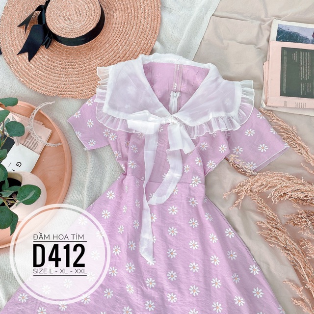 Bigsize Đầm hoa tím D412