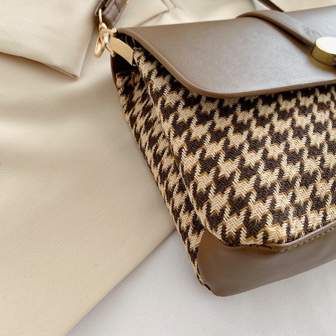 Túi đeo chéo nữ họa tiết caro hai ngăn thời trang BAG U CARO2N