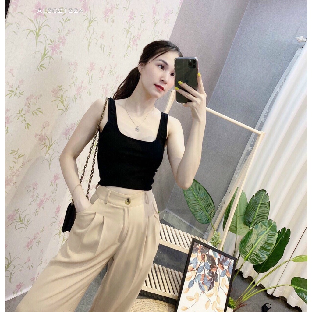 Áo hai dây cổ vuông bản to chất thun tăm mã 5431