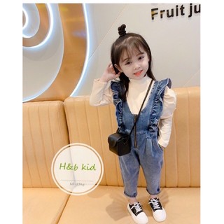 Sét yếm bò màu xanh trắng bé gái
