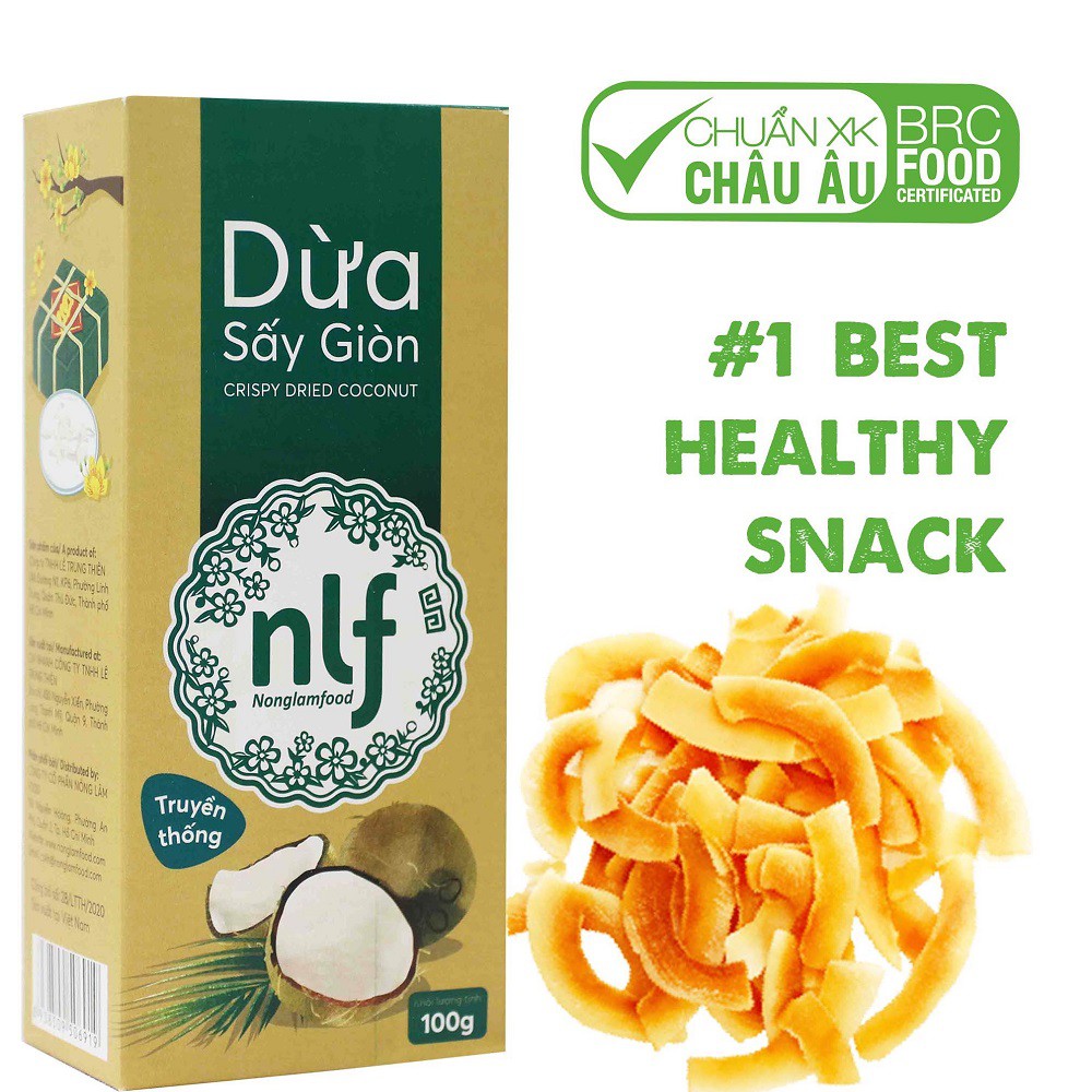 Dừa sấy giòn nônglâmfood hàng xuất khẩu gói 100G bổ sung vitamin và tăng sức đề kháng - Đảm bảo nguyên liệu sạch và tươi