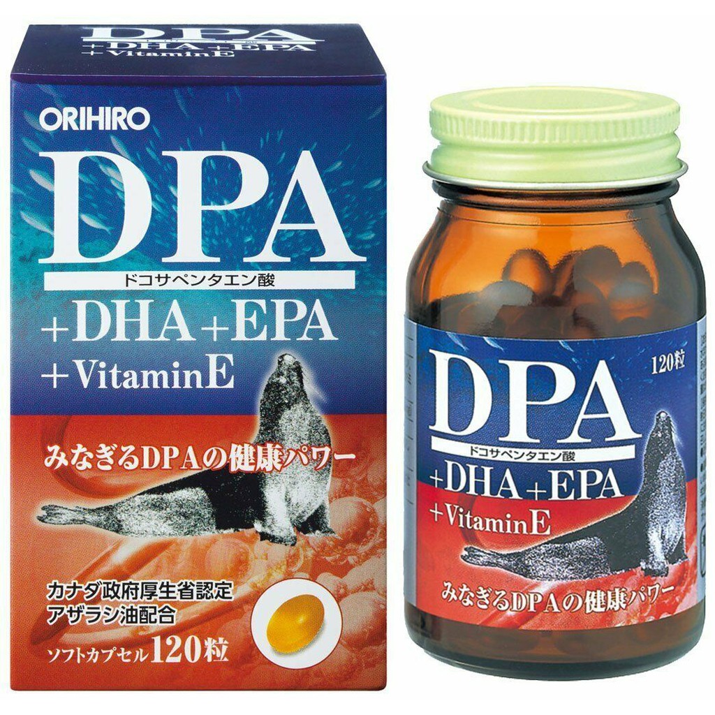 Viên uống bổ não DPA DHA EPA Vitamin E Orihiro 120 viên