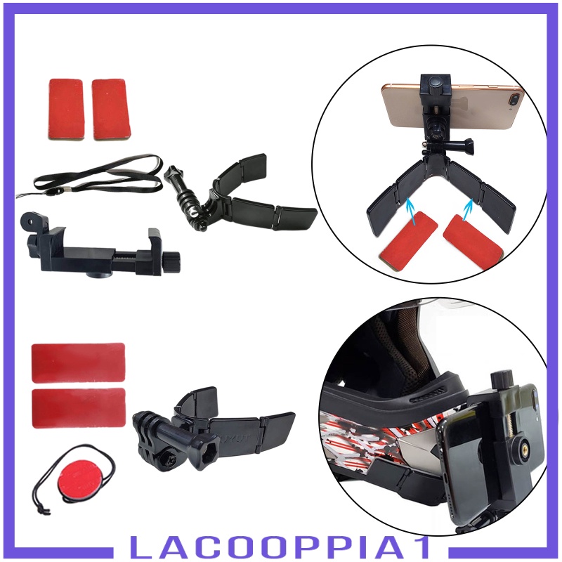 [LACOOPPIA1] Motorcycle Helmet Chin Mount Kit for for   9 8 7 6 5 4 Sports Camera or 4.7-7 inch Mobile Phones