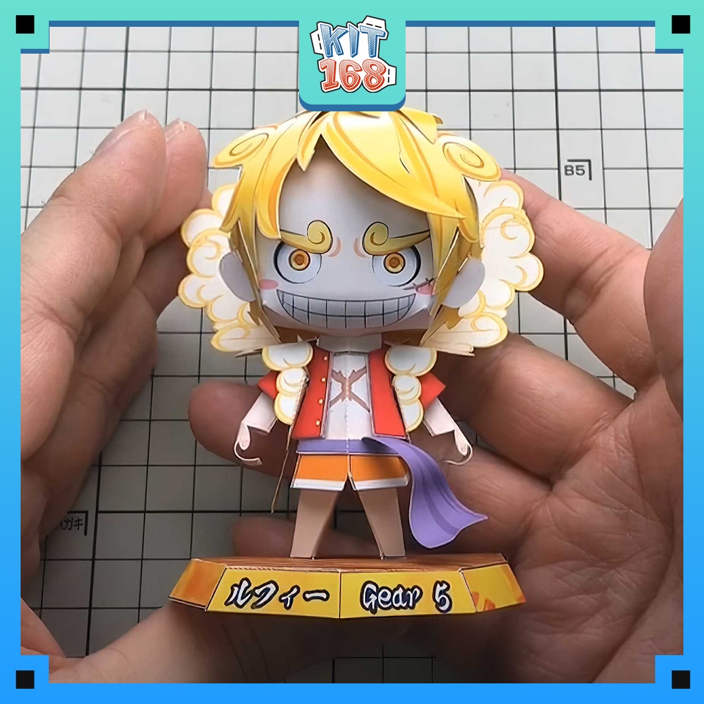 Mô hình giấy Anime Game Chibi Monkey D. Luffy Thần Mặt Trời Nika  ver 9 - One Piece + kit hộp trang trí