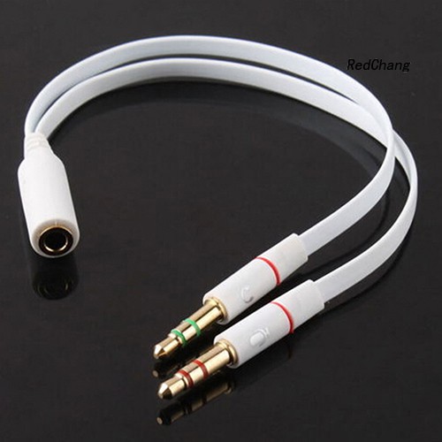 -SPQ- 3.5mm AUX Audio Mic Splitter Cable Earphone Headphone Adapter Female to 2 Male