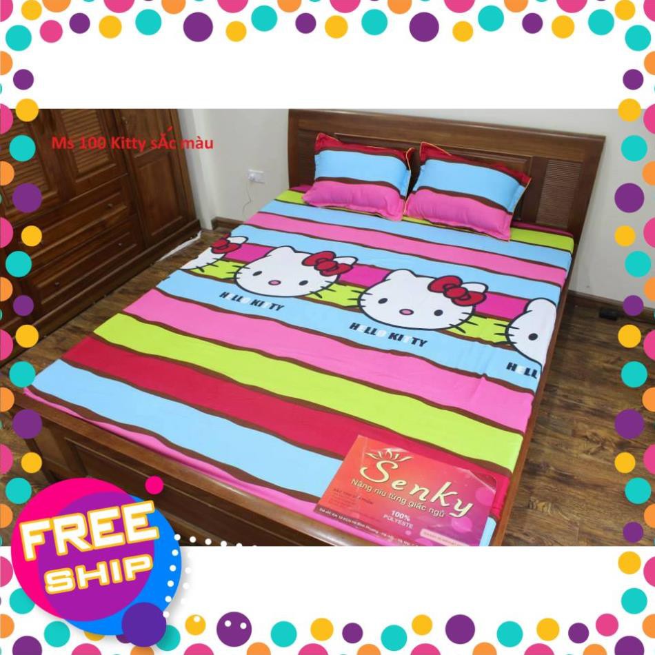 Bộ drap giường coton nhung Hello Kitty (chọn mẫu)