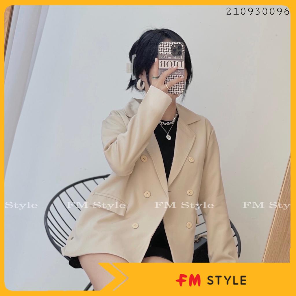 Áo khoác blazer FM Style công sở 6 nút phong cách Hàn Quốc chất liệu cao cấp thời trang thanh lịch 210930097