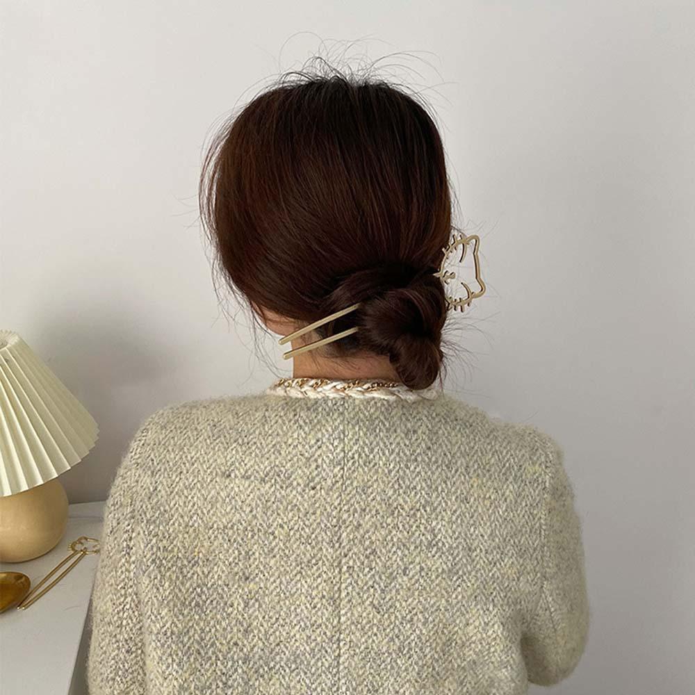 Trâm Cài Tóc Bằng Kim Loại Hình Chú Mèo Dễ Thương Cho Nữ