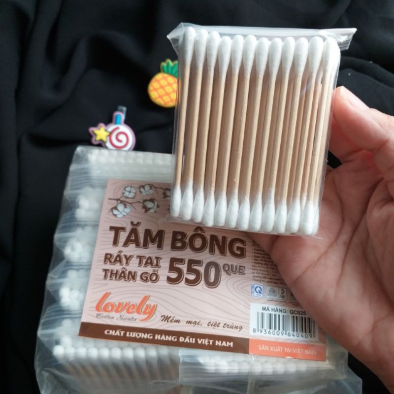 Tăm bông ráy tai thân gỗ lovely bông lớn