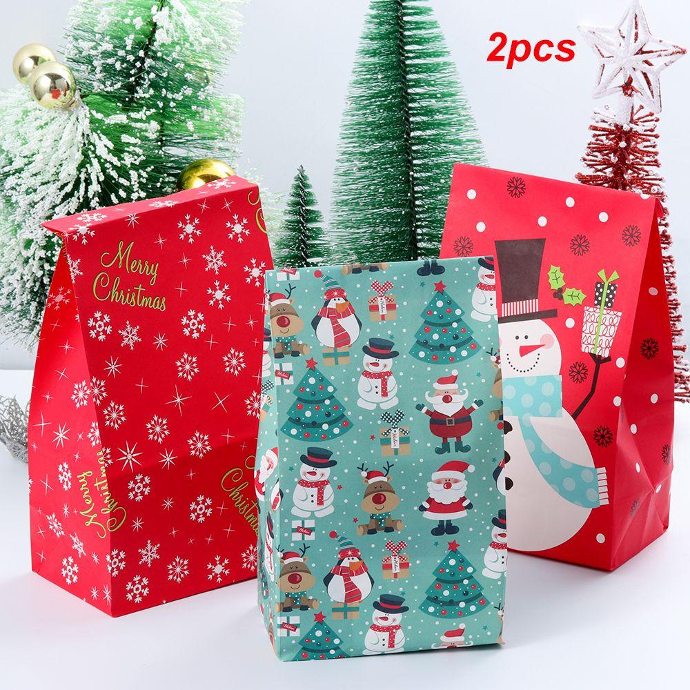 CONOPERY Set 2 Túi Giấy Kraft Đựng Quà Giáng Sinh