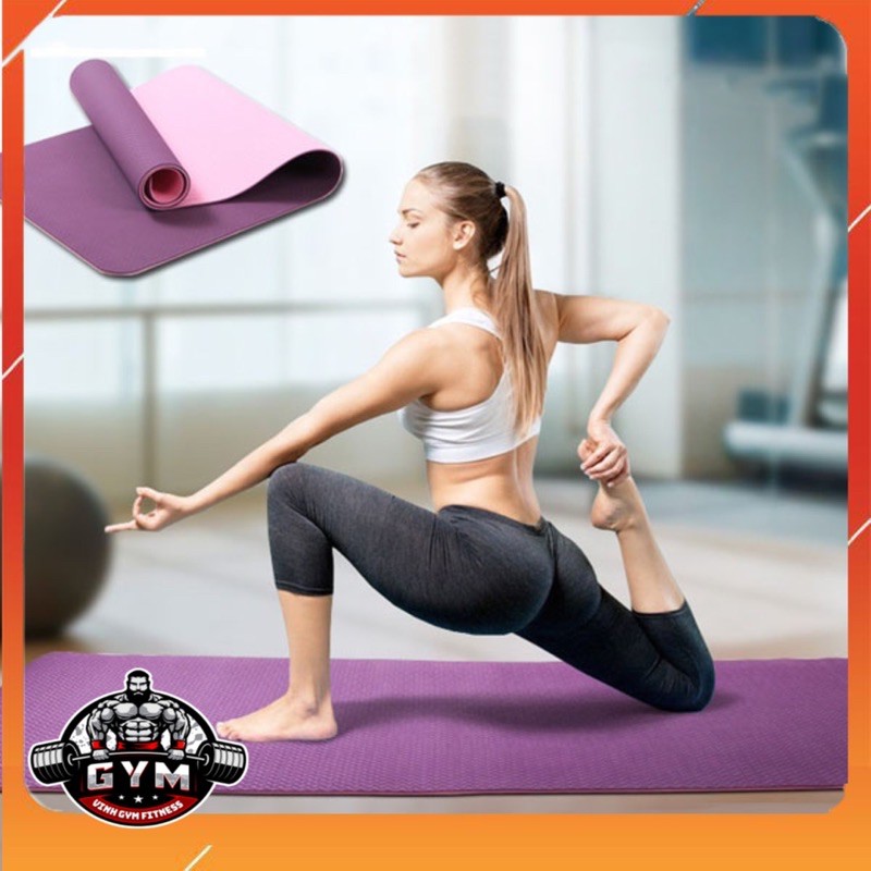 Thảm tập YOGA, GYM cao su non TPE 2 lớp chống trượt tập thể dục tại nhà 6mm - 8mm hàng chính hãng TYG-0909