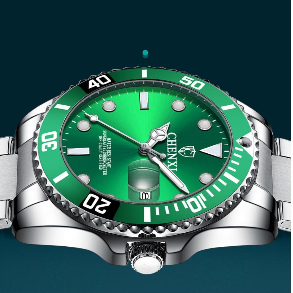 Đồng hồ nam CHENXI- CX085G, đồng hồ thời trang mặt xanh phong cách thợ lặn submariner | BigBuy360 - bigbuy360.vn