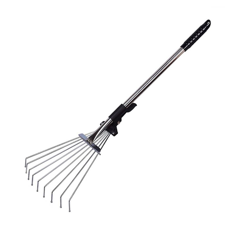 Scalable Garden Rake Extendable Leaves Rake with Flexible Teeth Rod for Garden Backyard Lawn Farm Street 9 Teeth burang