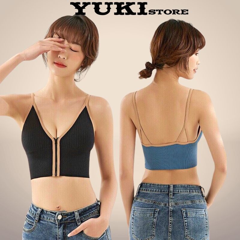 Áo Bra 2 Dây Kéo Khóa Ngực Sexy Có Kèm Mút Đệm Ngực YUKI STORE 20