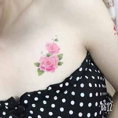 Hình xăm dán hoa hồng nhiều mẫu JULLY Tattoo chất, miếng dán chống nước an toàn bền đẹp, xăm tạm thời 15 ngày