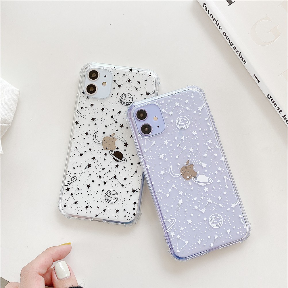 iPhone 11 Pro Max 12 Pro Max Moon Stars tpu Case iPhone XS MAX 78 Plus X XR SE2 2020 12Mini Transparent Case Colorful Case Apple phone Case