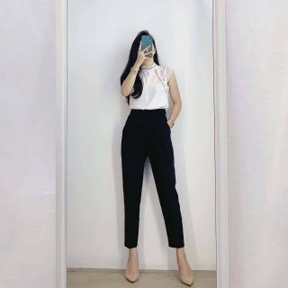 Quần tây nữ phối đai vuông lệch