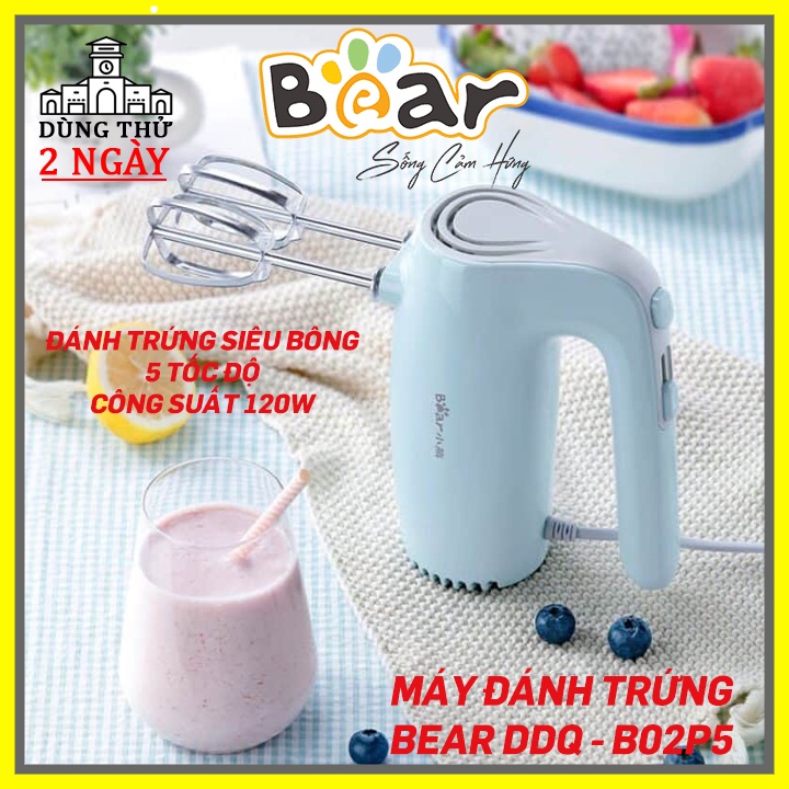 Máy đánh trứng Bear DDQ-B02P5 quốc tế, đánh trứng siêu bông, 5 tốc độ, bh 18 tháng