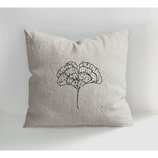 Gối tựa handmade linen - lá cây - trang trí phòng khách, nhà cửa, quán cà phê - phong cách tối giản, Hàn Quốc, Scandina